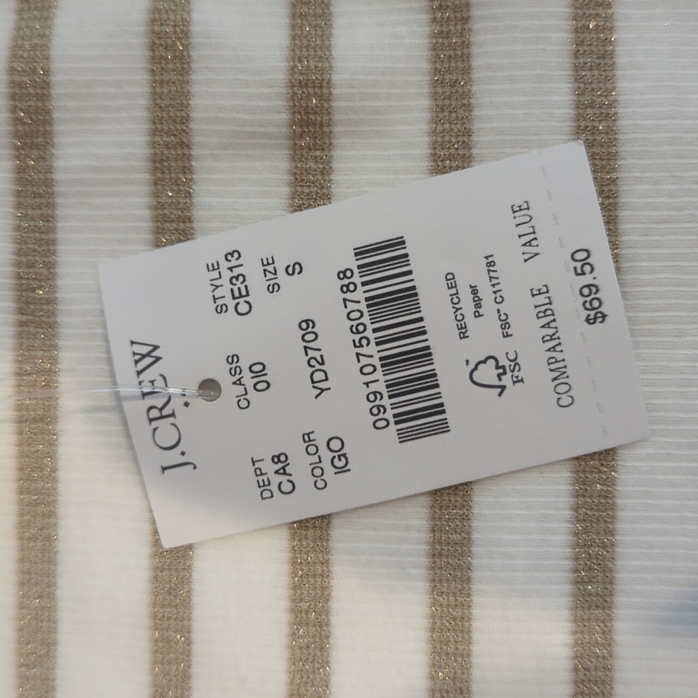 NWT J. Crew Factory Metallic Striped Boatneck Top - Picture 4 of 5